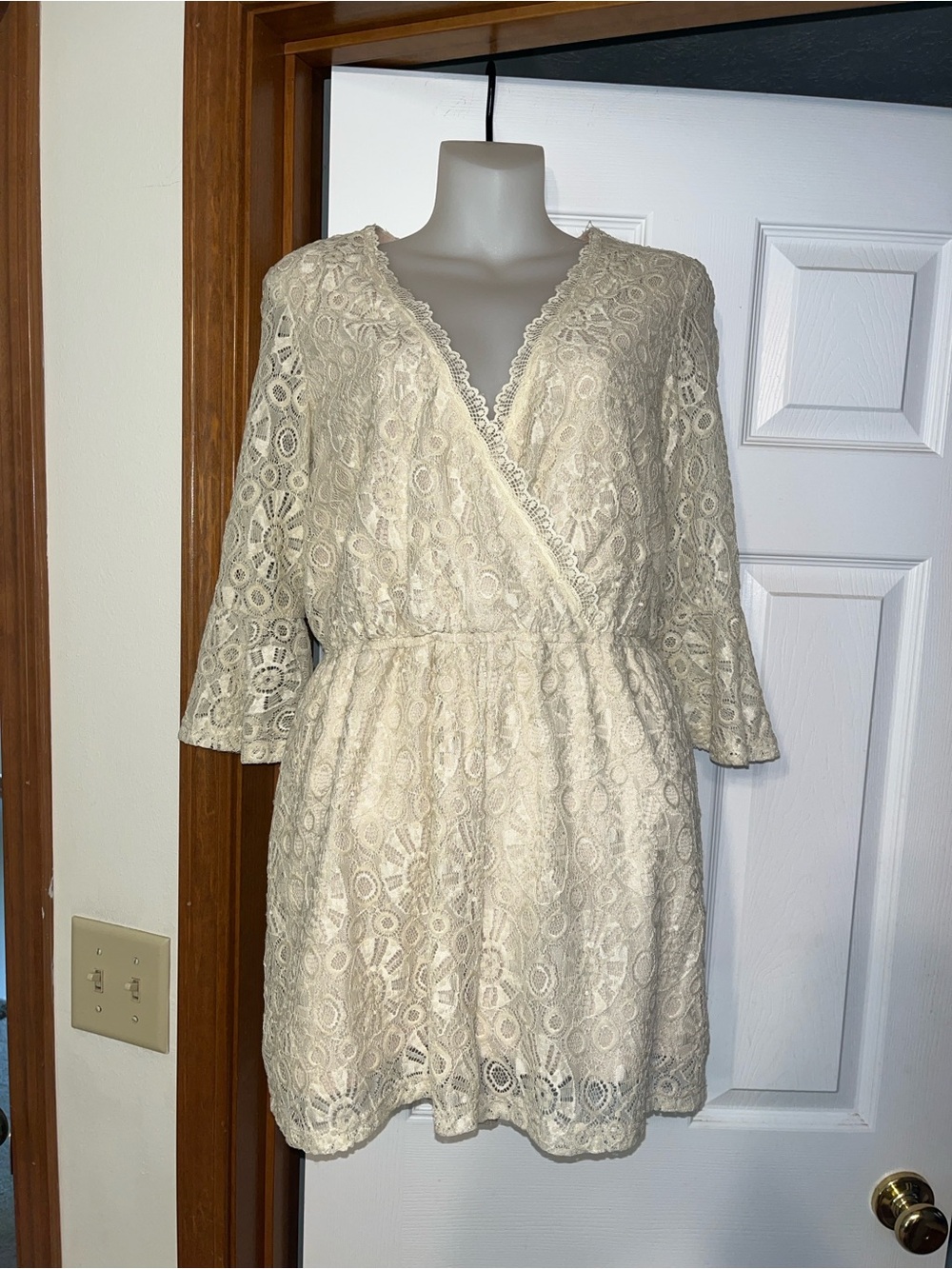 Ark & Co Beige Lace Romper